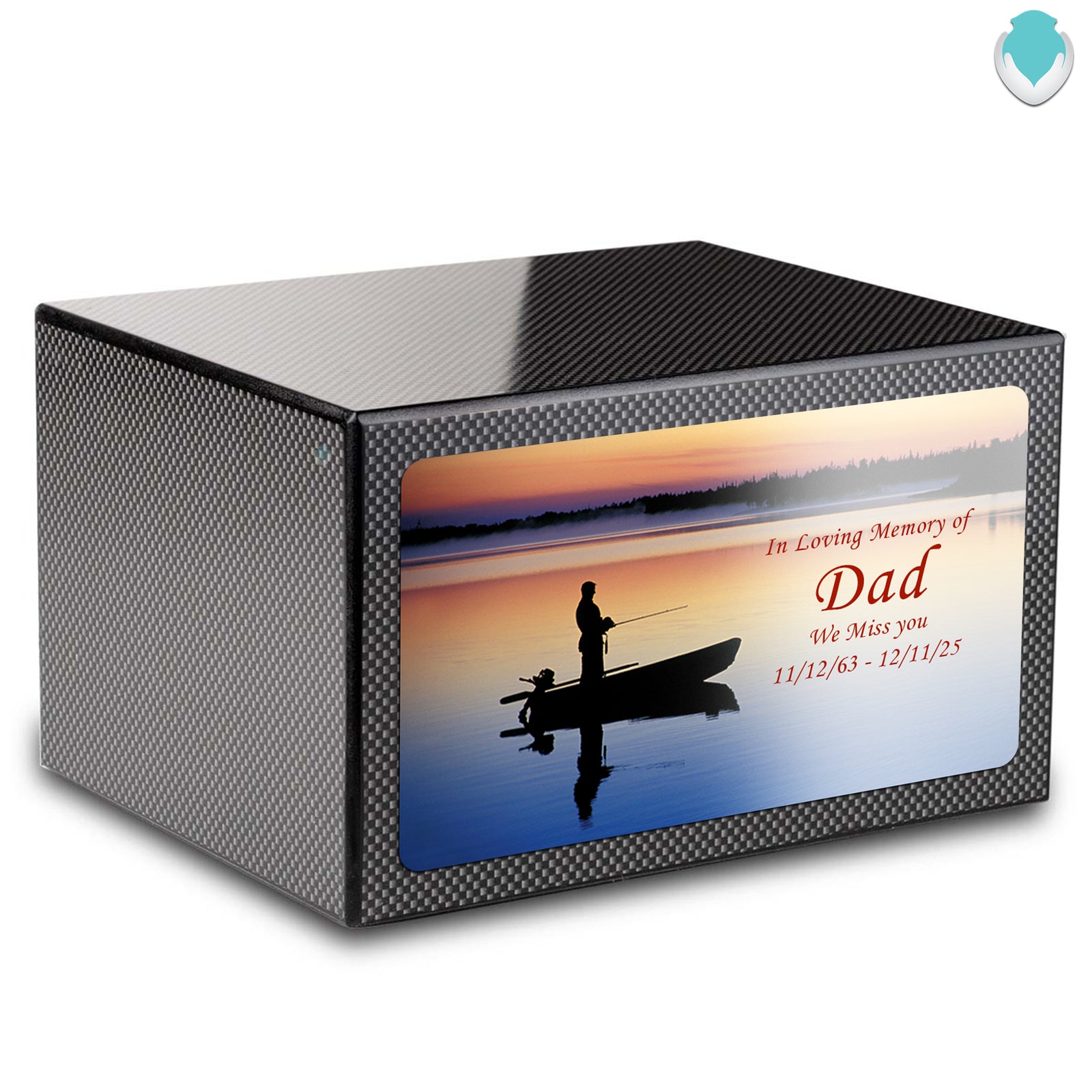 Custom Printed Heritage Carbon Fiber Fishing Wood Box Cremation Urn