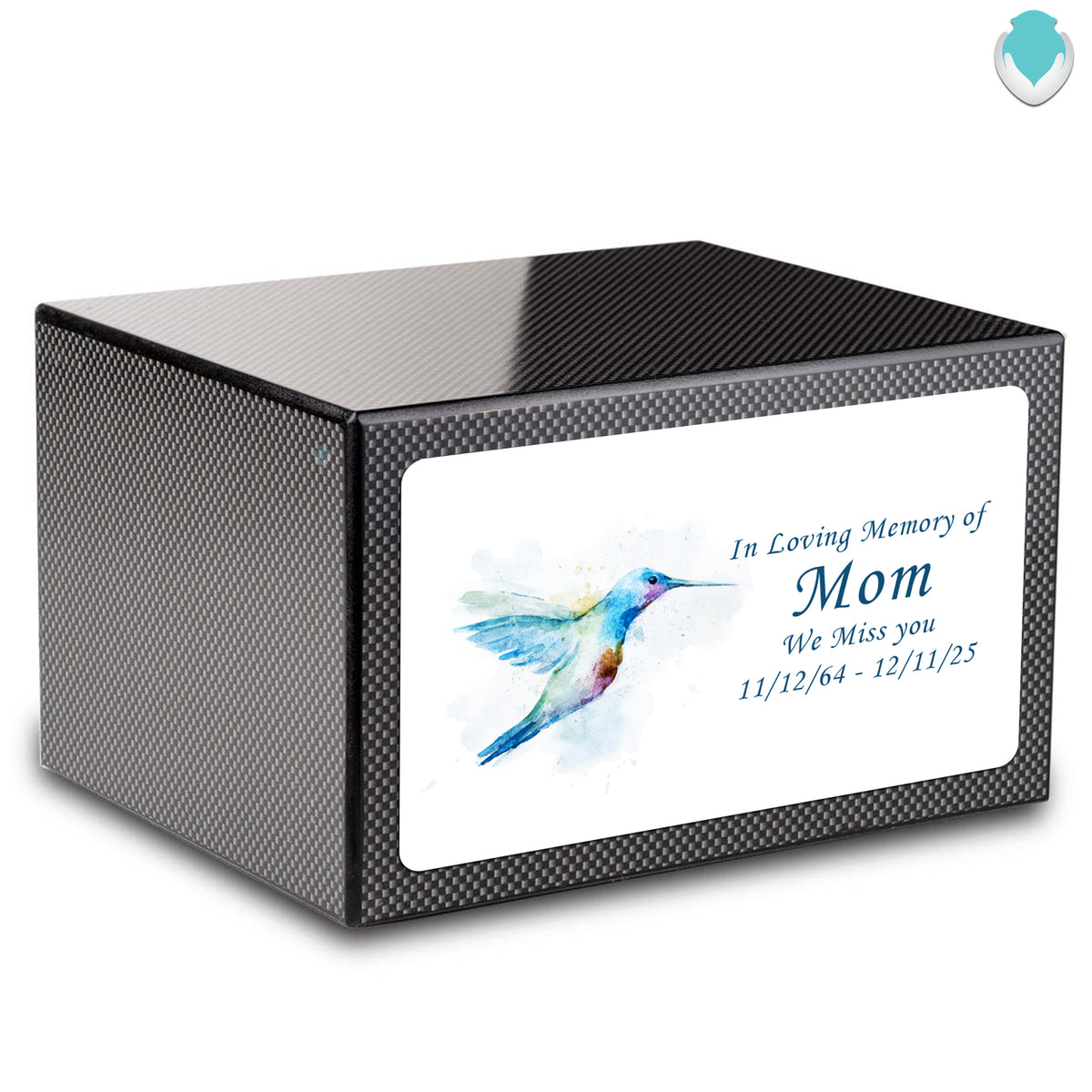 Custom Printed Heritage Carbon Fiber Hummingbird Wood Box Cremation Urn