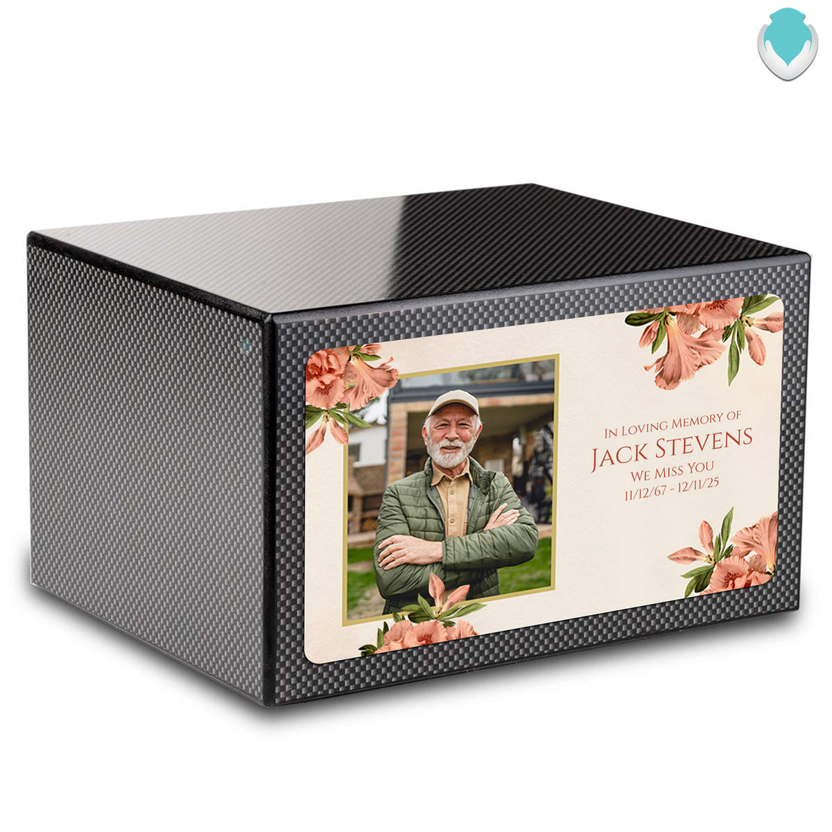 Custom Printed Heritage Carbon Fiber Azalea Flower Wood Box Cremation Urn