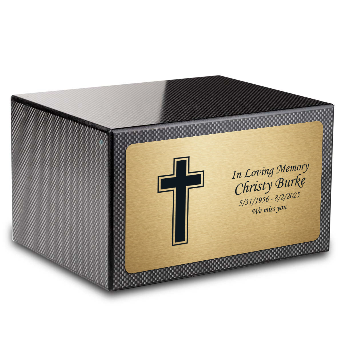 Custom Engraved Heritage Carbon Fiber Adult Cremation Urn Memorial Box for Ashes