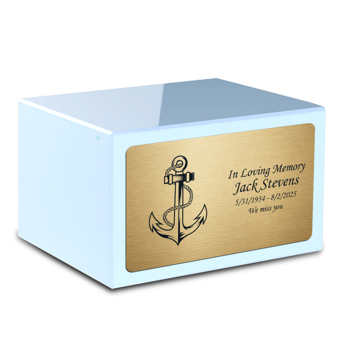 Custom Engraved Heritage Light Blue Adult Cremation Urn Memorial Box for Ashes