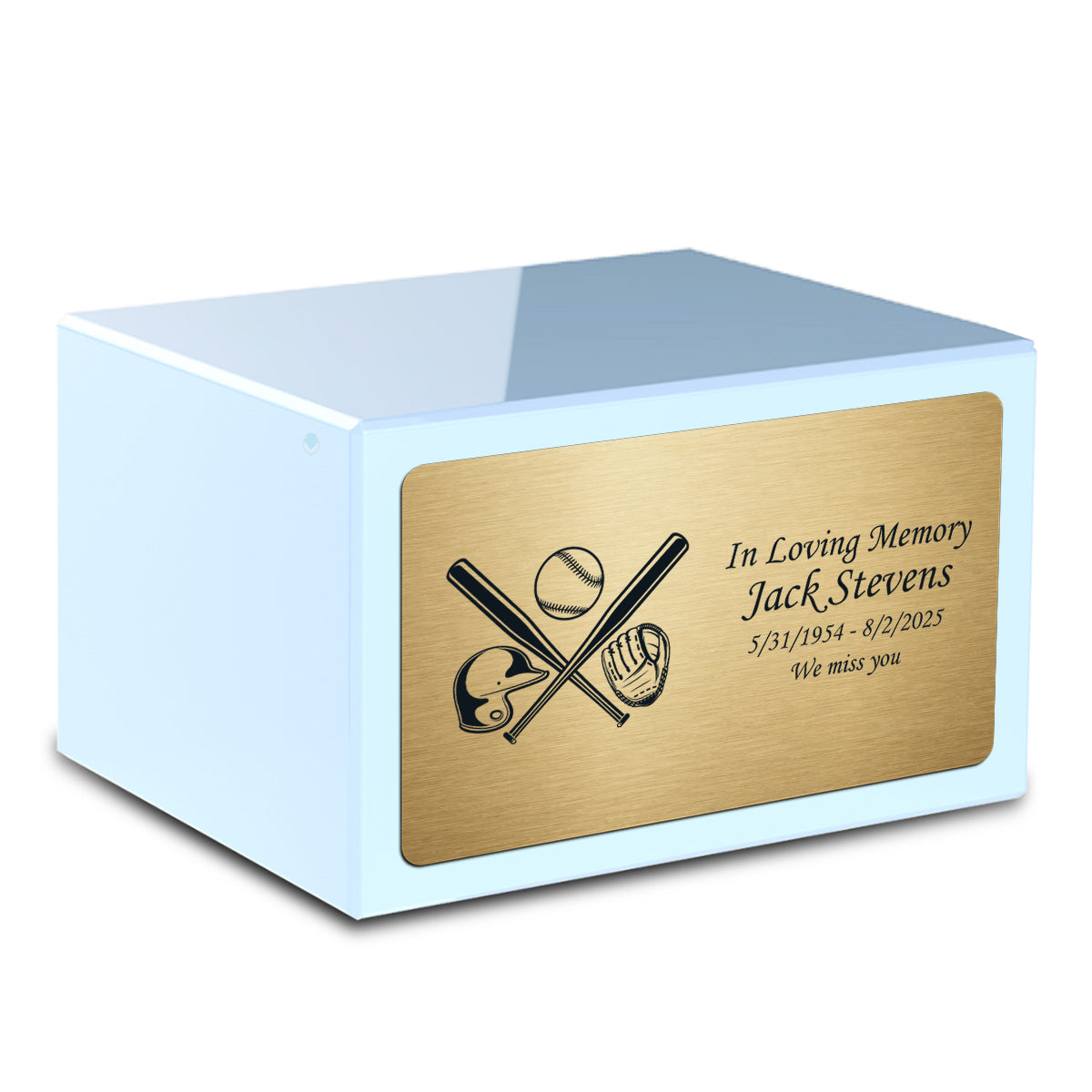 Custom Engraved Heritage Light Blue Adult Cremation Urn Memorial Box for Ashes