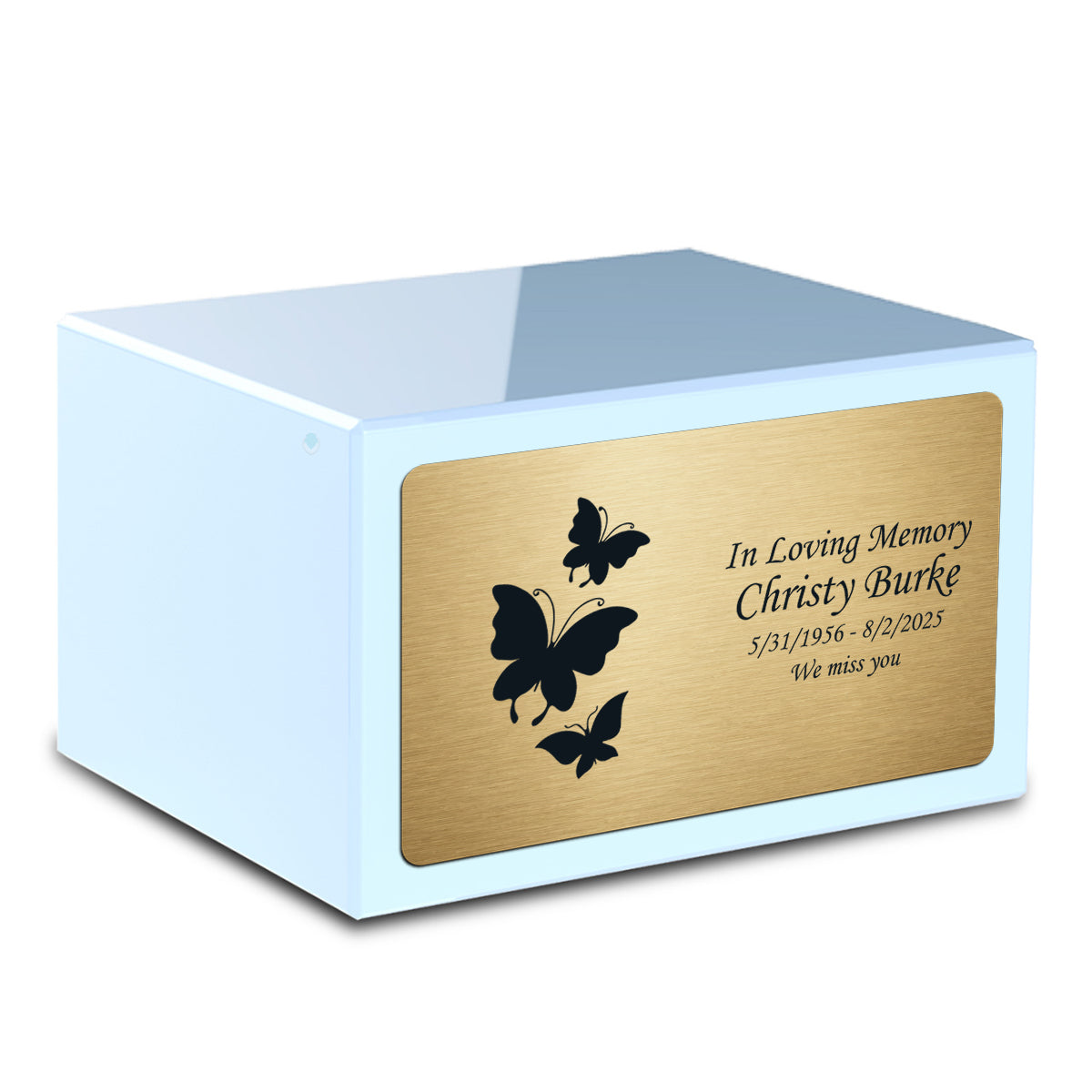 Custom Engraved Heritage Light Blue Adult Cremation Urn Memorial Box for Ashes