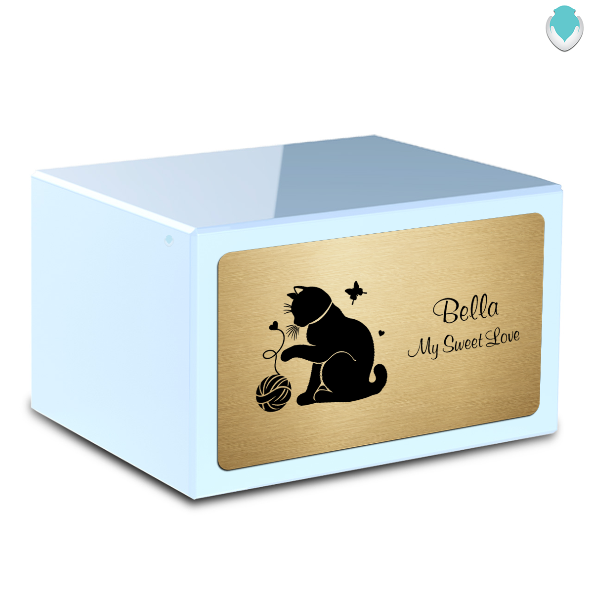 Heritage Light Blue Fun Cat Large Pet Cremation Box Urn
