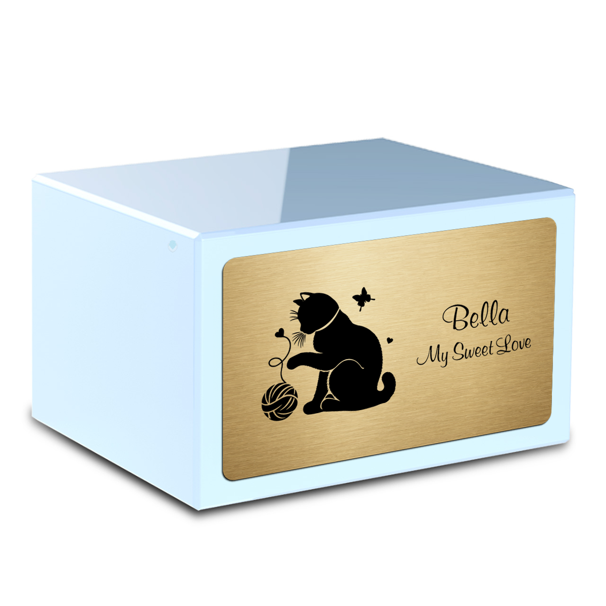 Heritage Light Blue Fun Cat Large Pet Cremation Box Urn