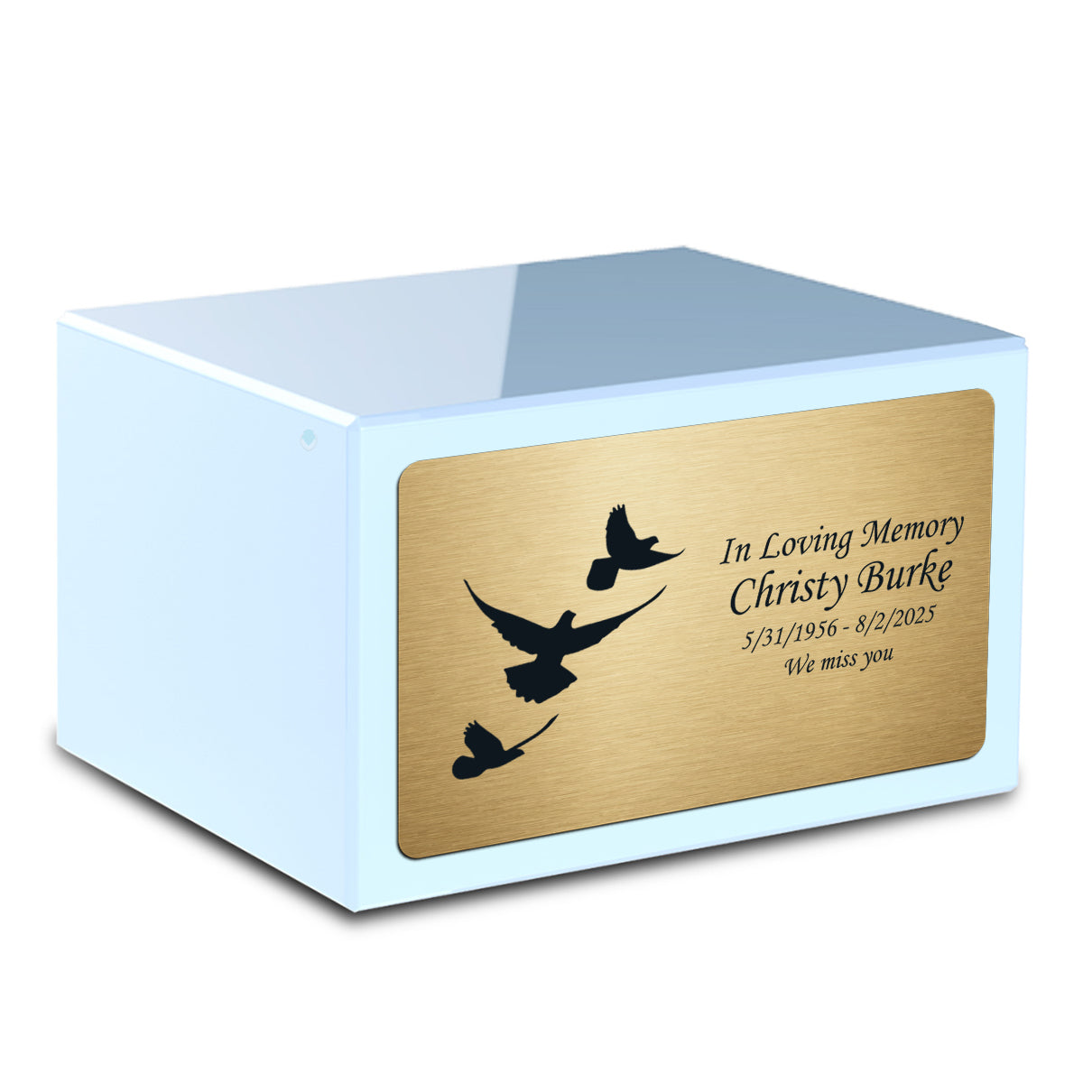 Custom Engraved Heritage Light Blue Adult Cremation Urn Memorial Box for Ashes