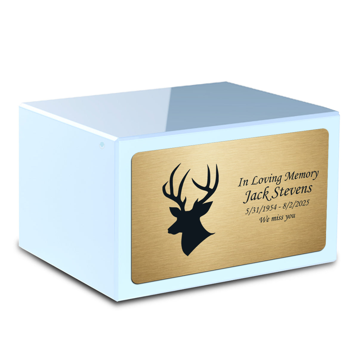 Custom Engraved Heritage Light Blue Adult Cremation Urn Memorial Box for Ashes