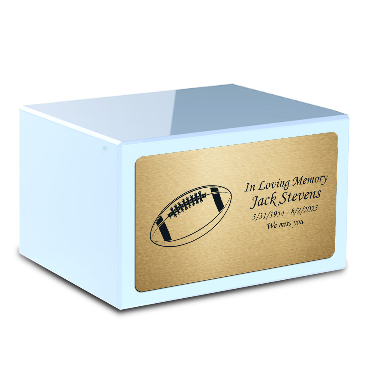Custom Engraved Heritage Light Blue Adult Cremation Urn Memorial Box for Ashes
