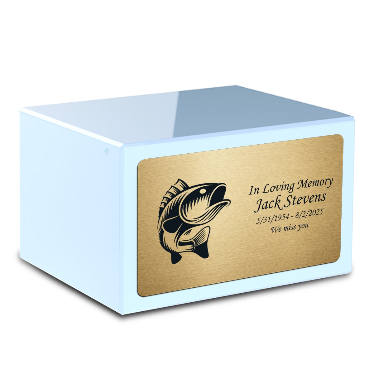 Custom Engraved Heritage Light Blue Adult Cremation Urn Memorial Box for Ashes