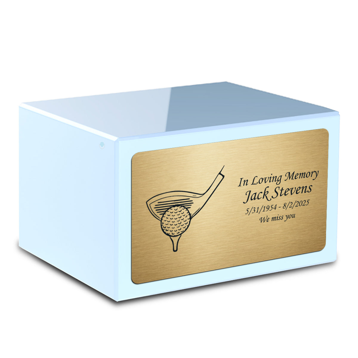 Custom Engraved Heritage Light Blue Adult Cremation Urn Memorial Box for Ashes