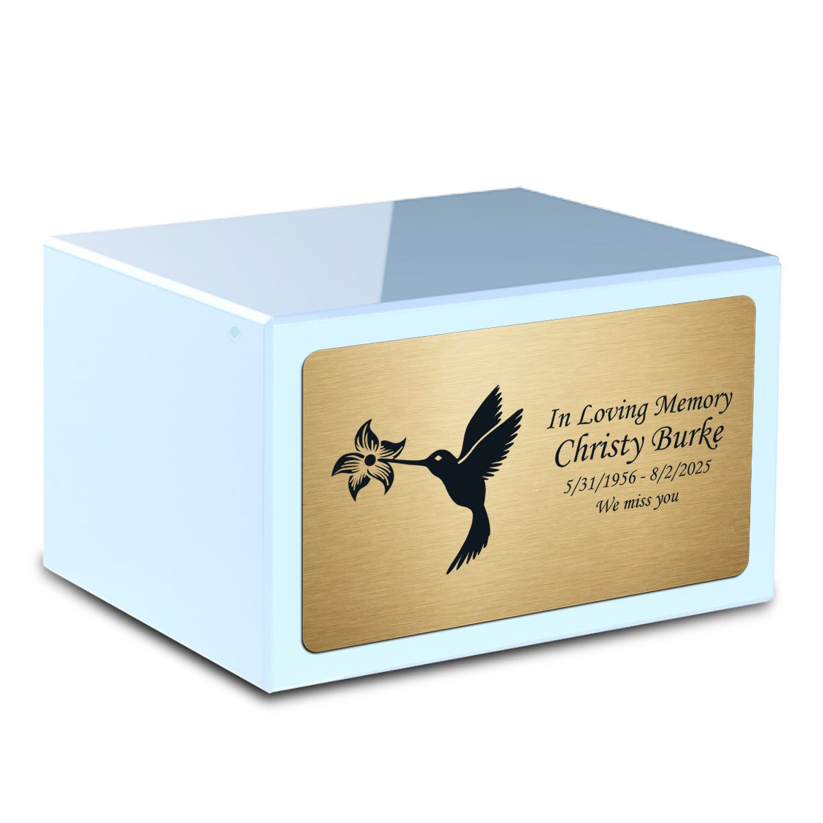 Custom Engraved Heritage Light Blue Adult Cremation Urn Memorial Box for Ashes
