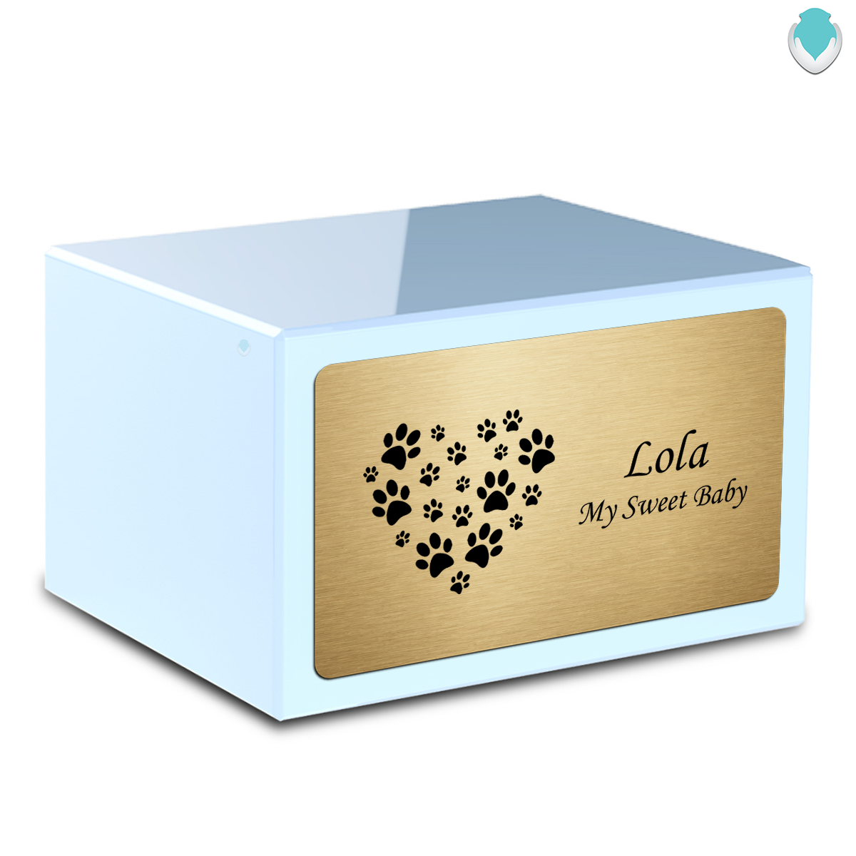 Heritage Light Blue Heart Paws Large Pet Cremation Box Urn