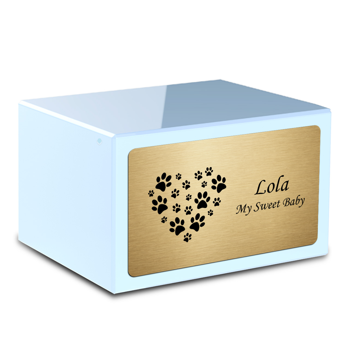 Heritage Light Blue Heart Paws Large Pet Cremation Box Urn