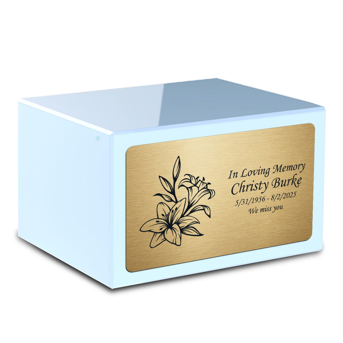 Custom Engraved Heritage Light Blue Adult Cremation Urn Memorial Box for Ashes