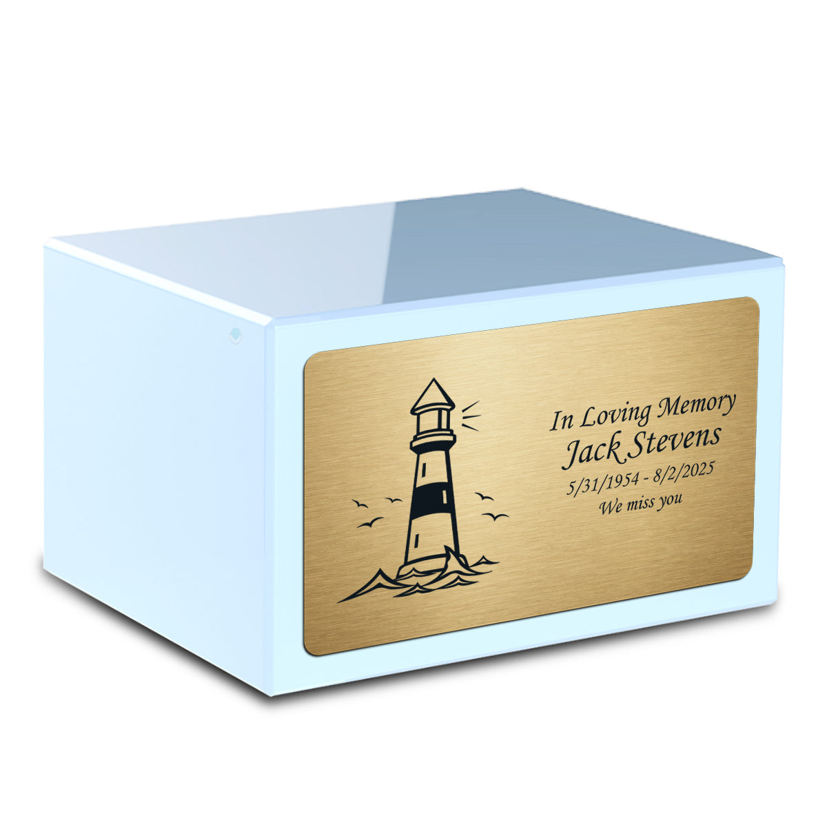 Custom Engraved Heritage Light Blue Adult Cremation Urn Memorial Box for Ashes