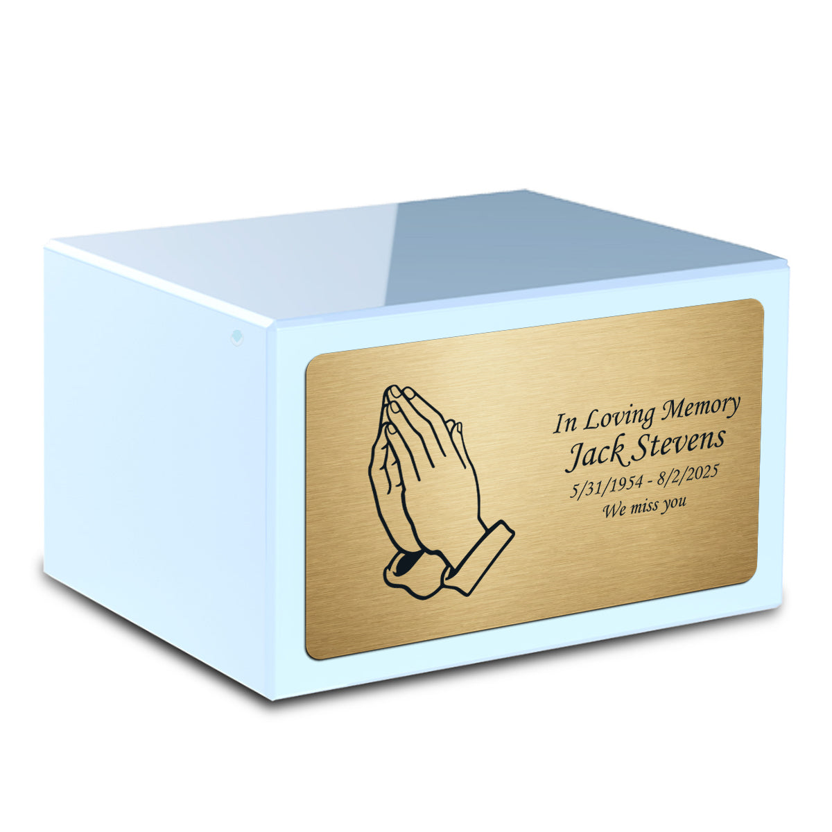 Custom Engraved Heritage Light Blue Adult Cremation Urn Memorial Box for Ashes