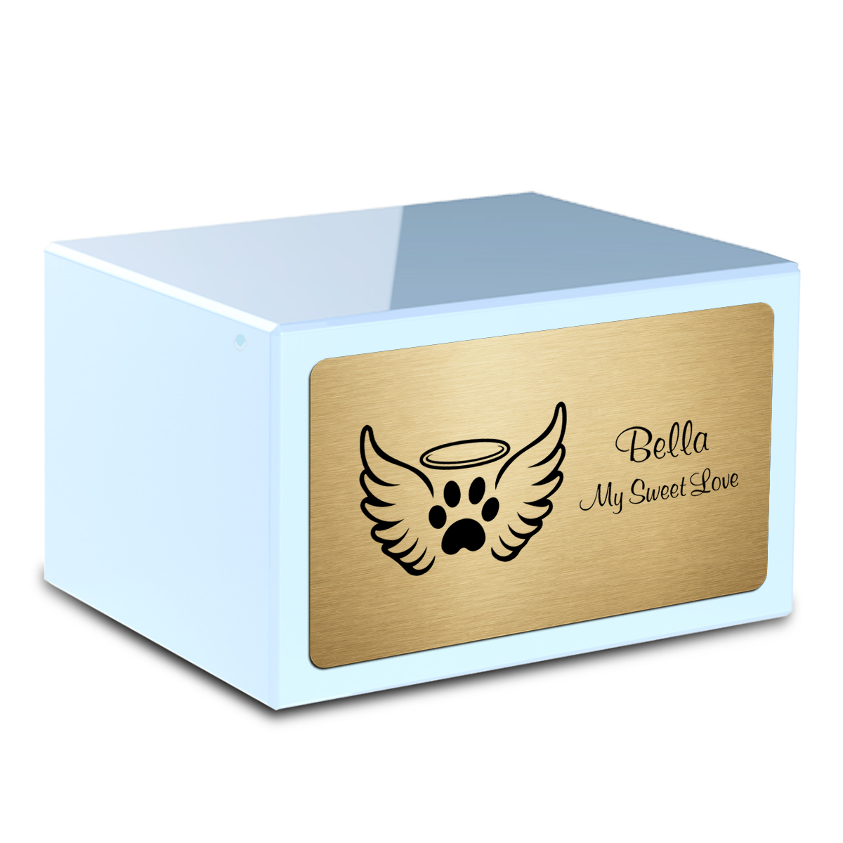 Heritage Light Blue Angel Wings Large Pet Cremation Box Urn