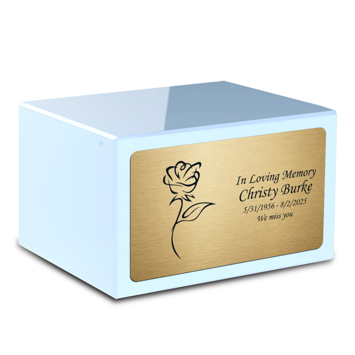 Custom Engraved Heritage Light Blue Adult Cremation Urn Memorial Box for Ashes