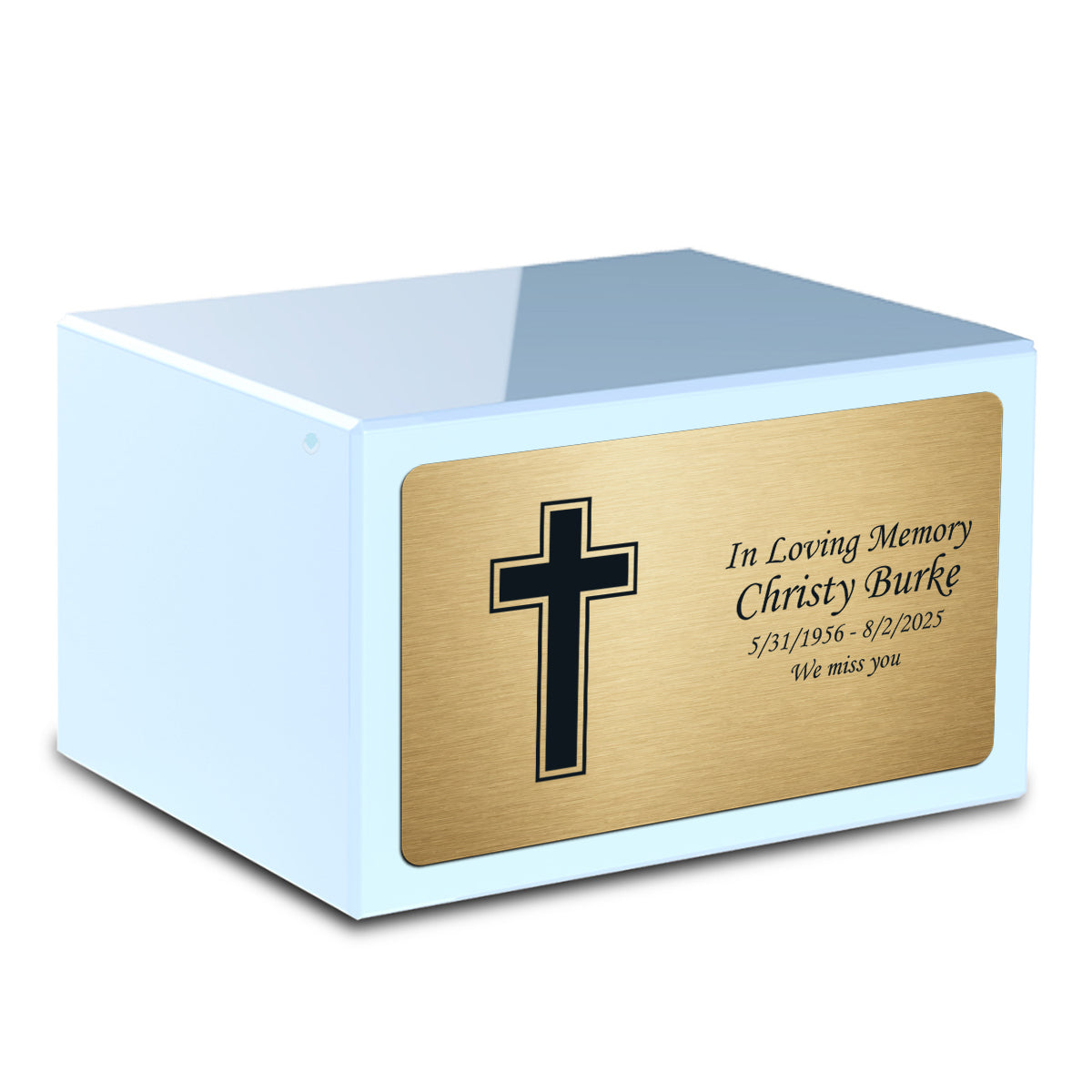 Custom Engraved Heritage Light Blue Adult Cremation Urn Memorial Box for Ashes