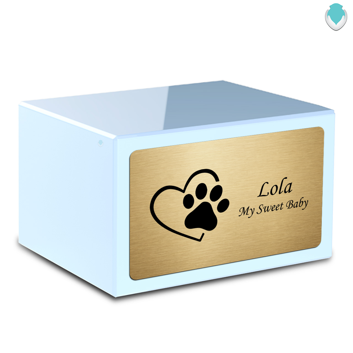 Heritage Light Blue Single Paw Heart Large Pet Cremation Box Urn