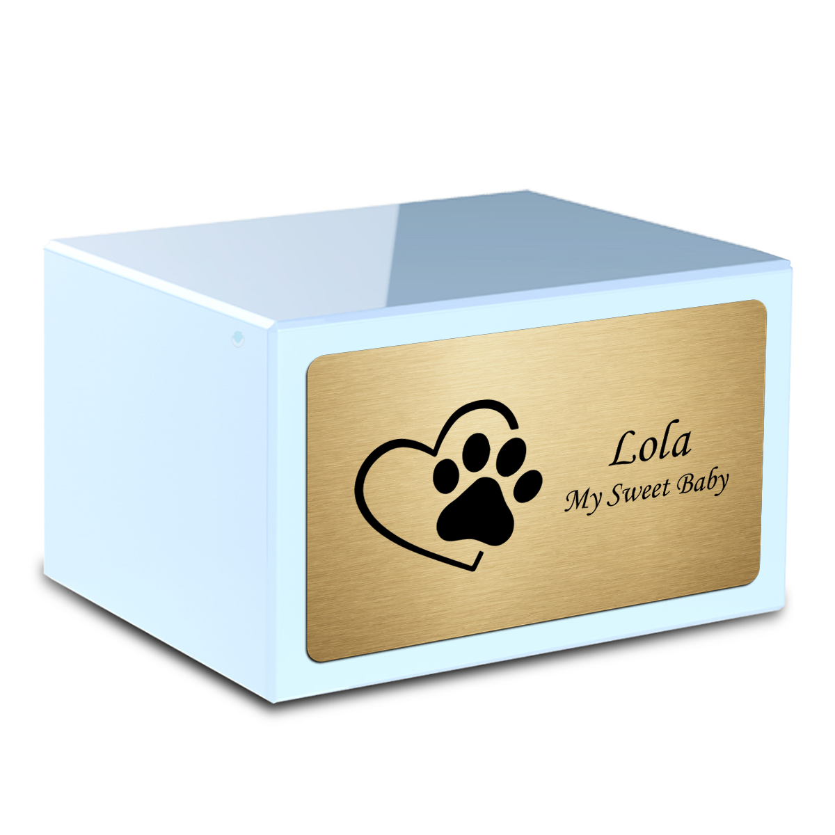 Heritage Light Blue Single Paw Heart Large Pet Cremation Box Urn
