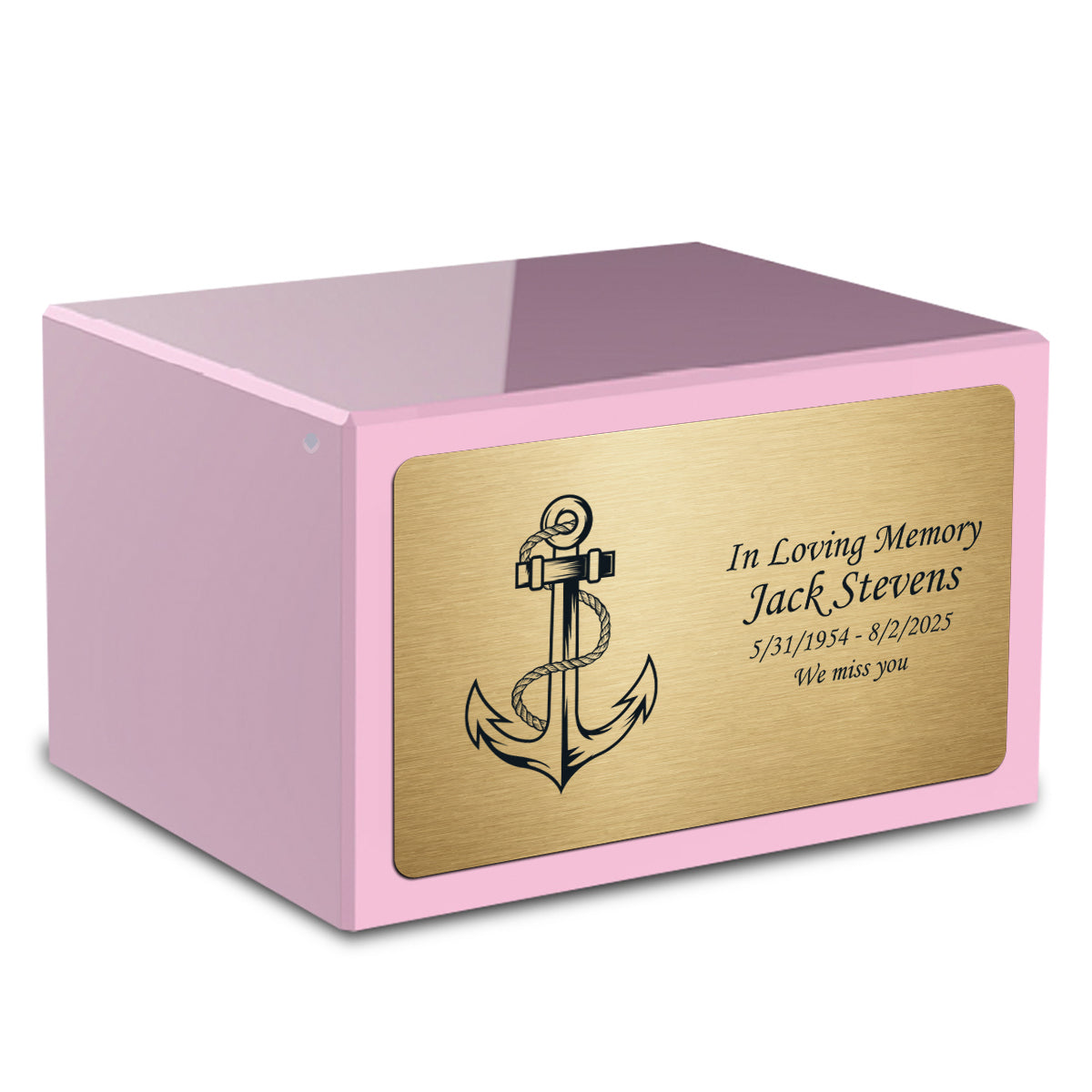 Custom Engraved Heritage Light Pink Adult Cremation Urn Memorial Box for Ashes