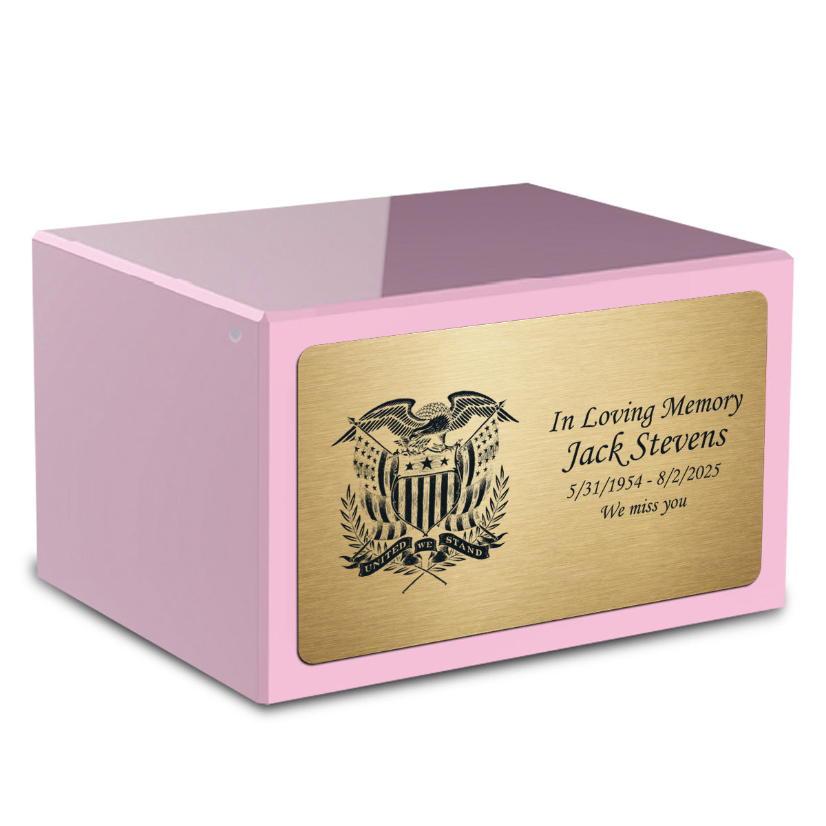 Custom Engraved Heritage Light Pink Adult Cremation Urn Memorial Box for Ashes