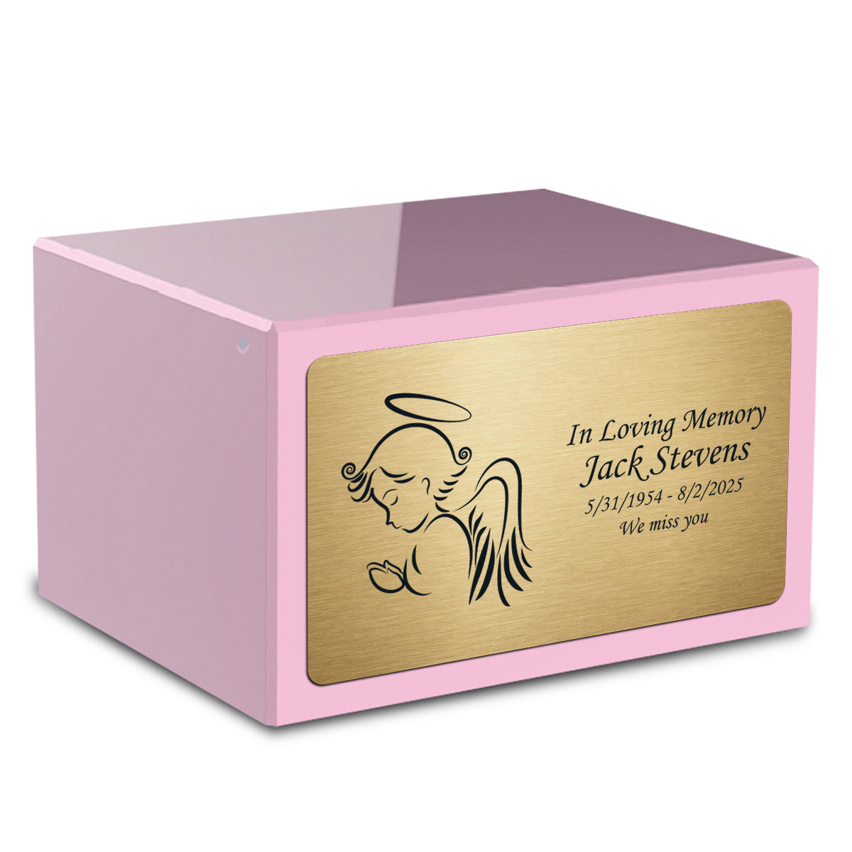 Custom Engraved Heritage Light Pink Adult Cremation Urn Memorial Box for Ashes