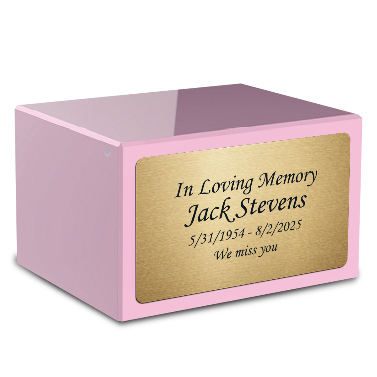 Custom Engraved Heritage Light Pink Adult Cremation Urn Memorial Box for Ashes