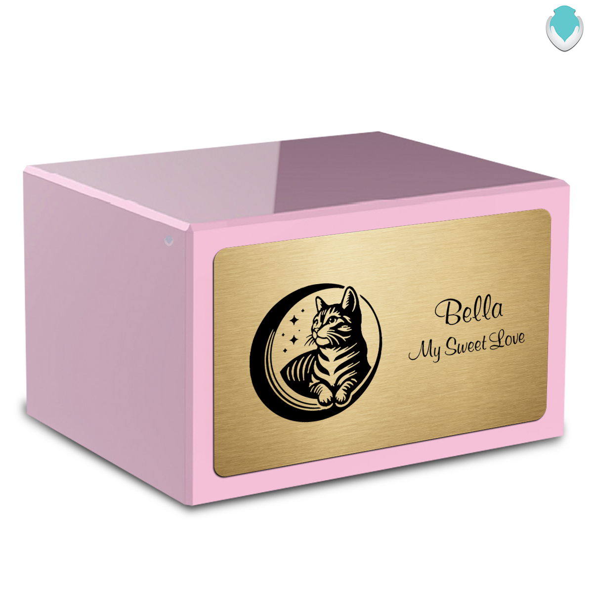Heritage Light Pink Cute Cat Large Pet Cremation Box Urn