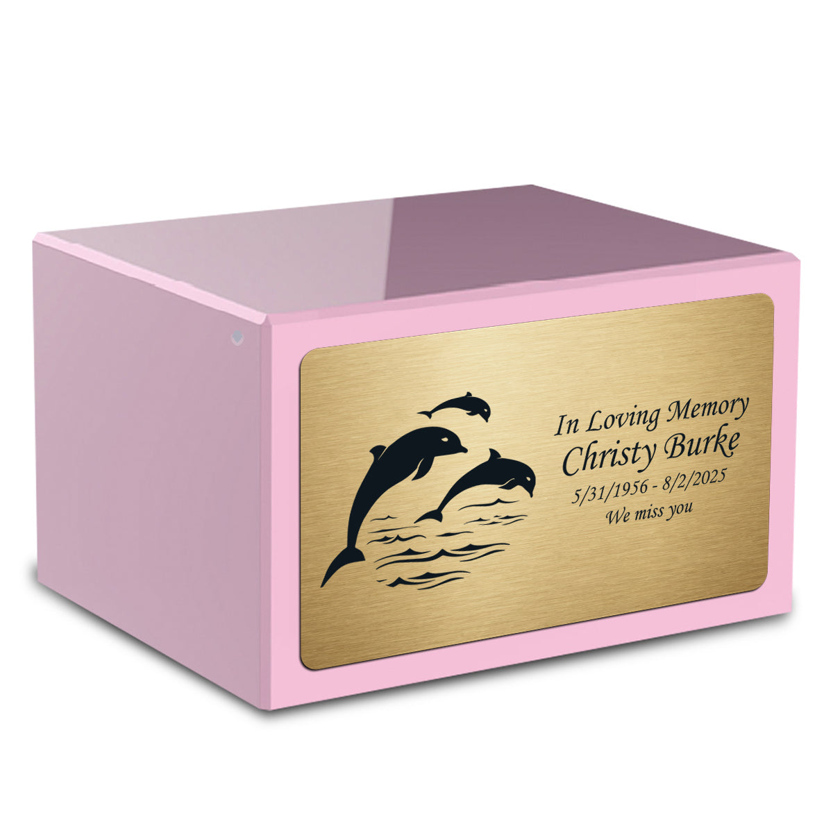 Custom Engraved Heritage Light Pink Adult Cremation Urn Memorial Box for Ashes
