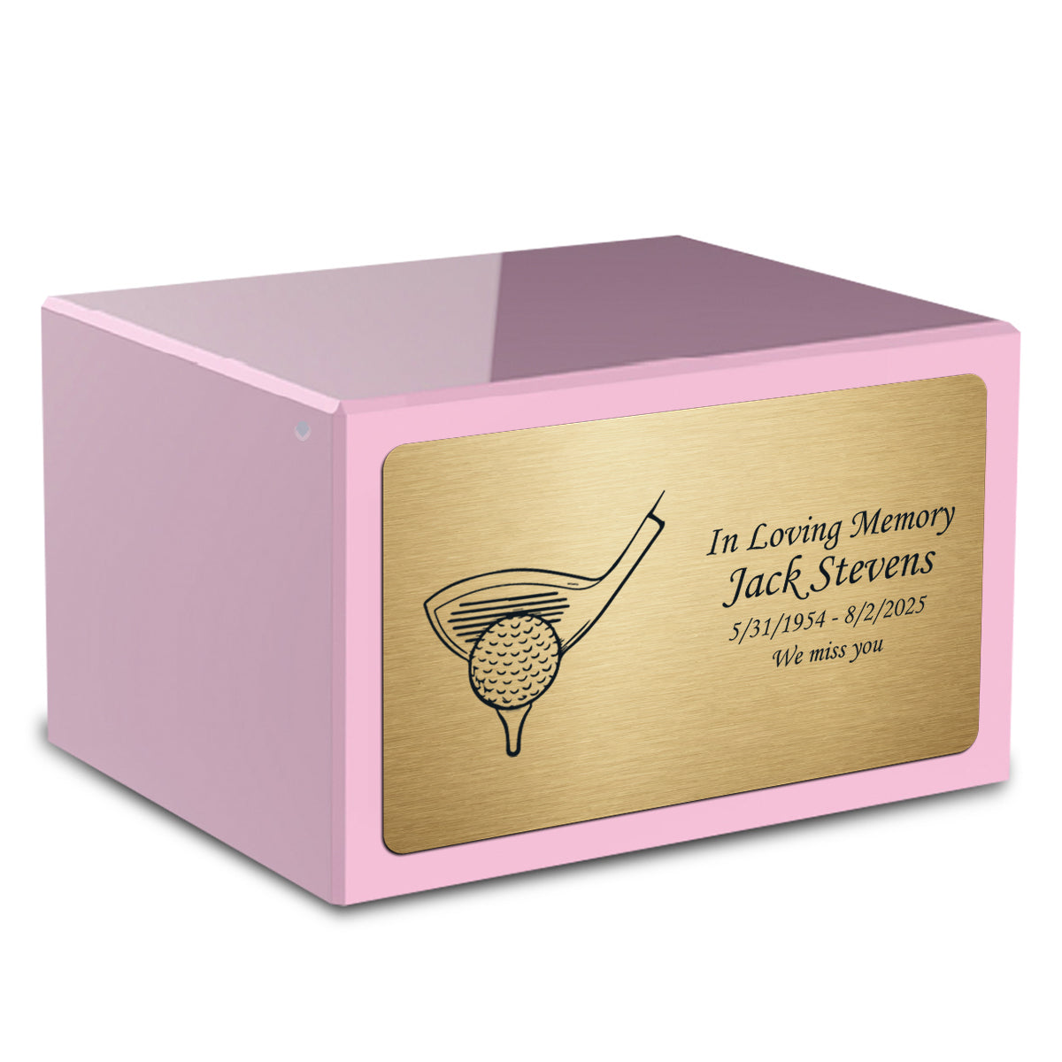 Custom Engraved Heritage Light Pink Adult Cremation Urn Memorial Box for Ashes