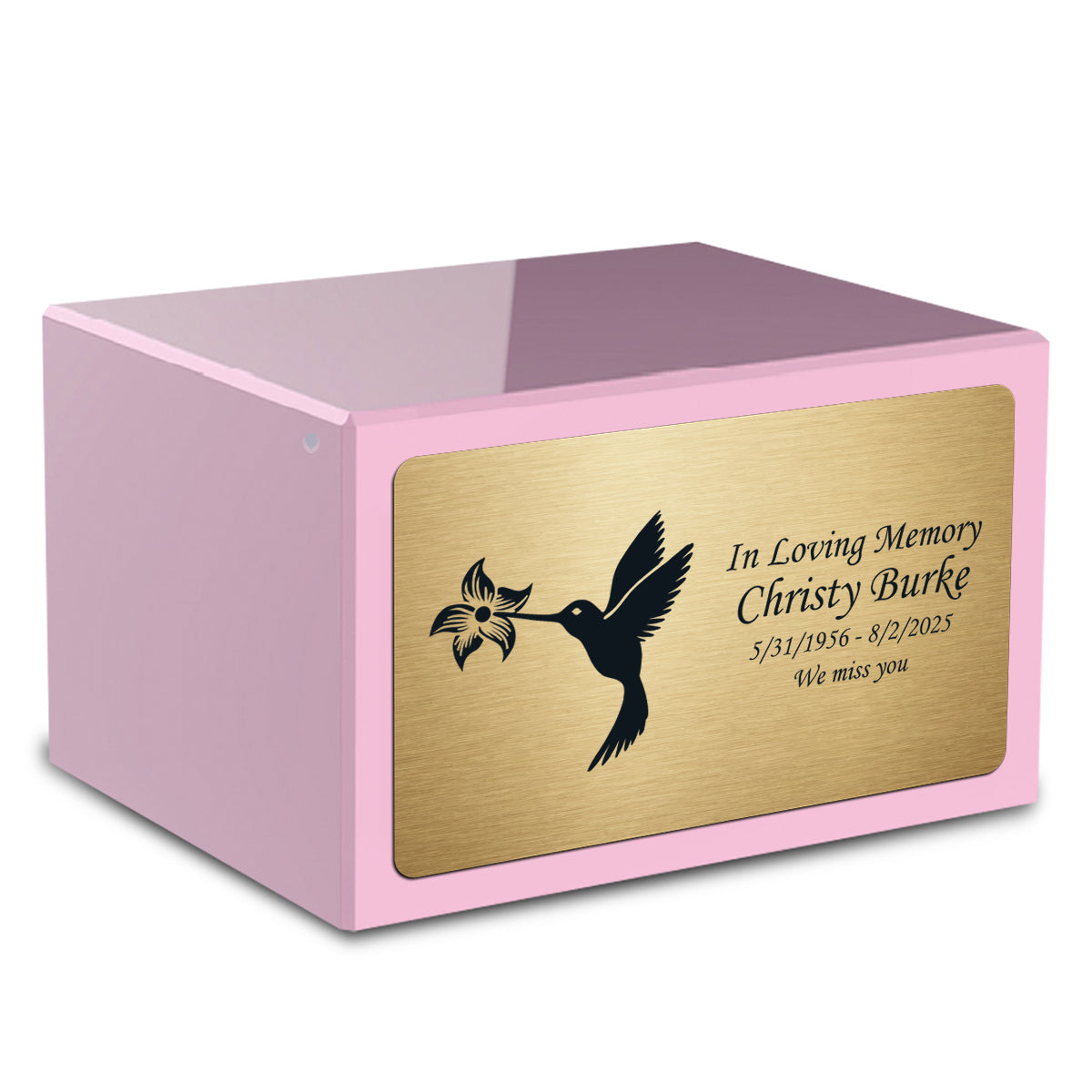 Custom Engraved Heritage Light Pink Adult Cremation Urn Memorial Box for Ashes
