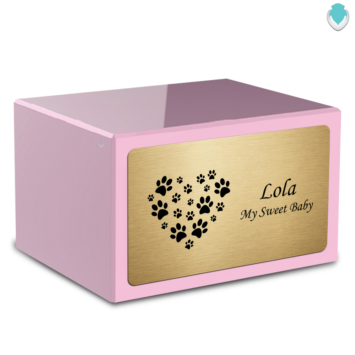 Heritage Light Pink Heart Paws Large Pet Cremation Box Urn