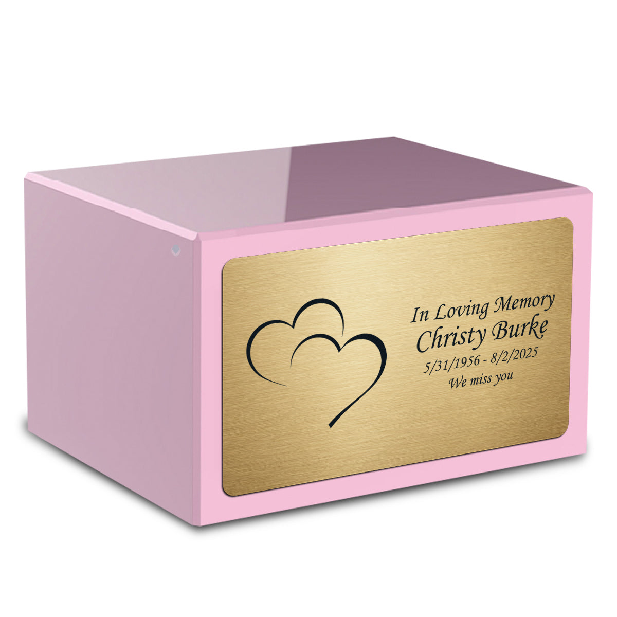 Custom Engraved Heritage Light Pink Adult Cremation Urn Memorial Box for Ashes