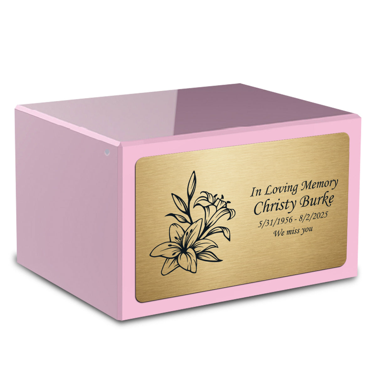 Custom Engraved Heritage Light Pink Adult Cremation Urn Memorial Box for Ashes