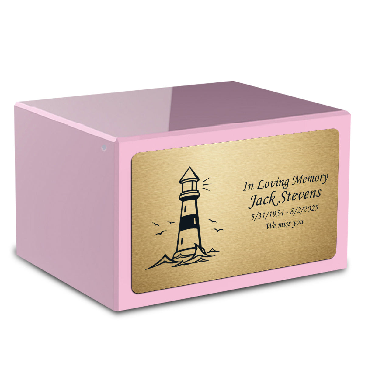 Custom Engraved Heritage Light Pink Adult Cremation Urn Memorial Box for Ashes