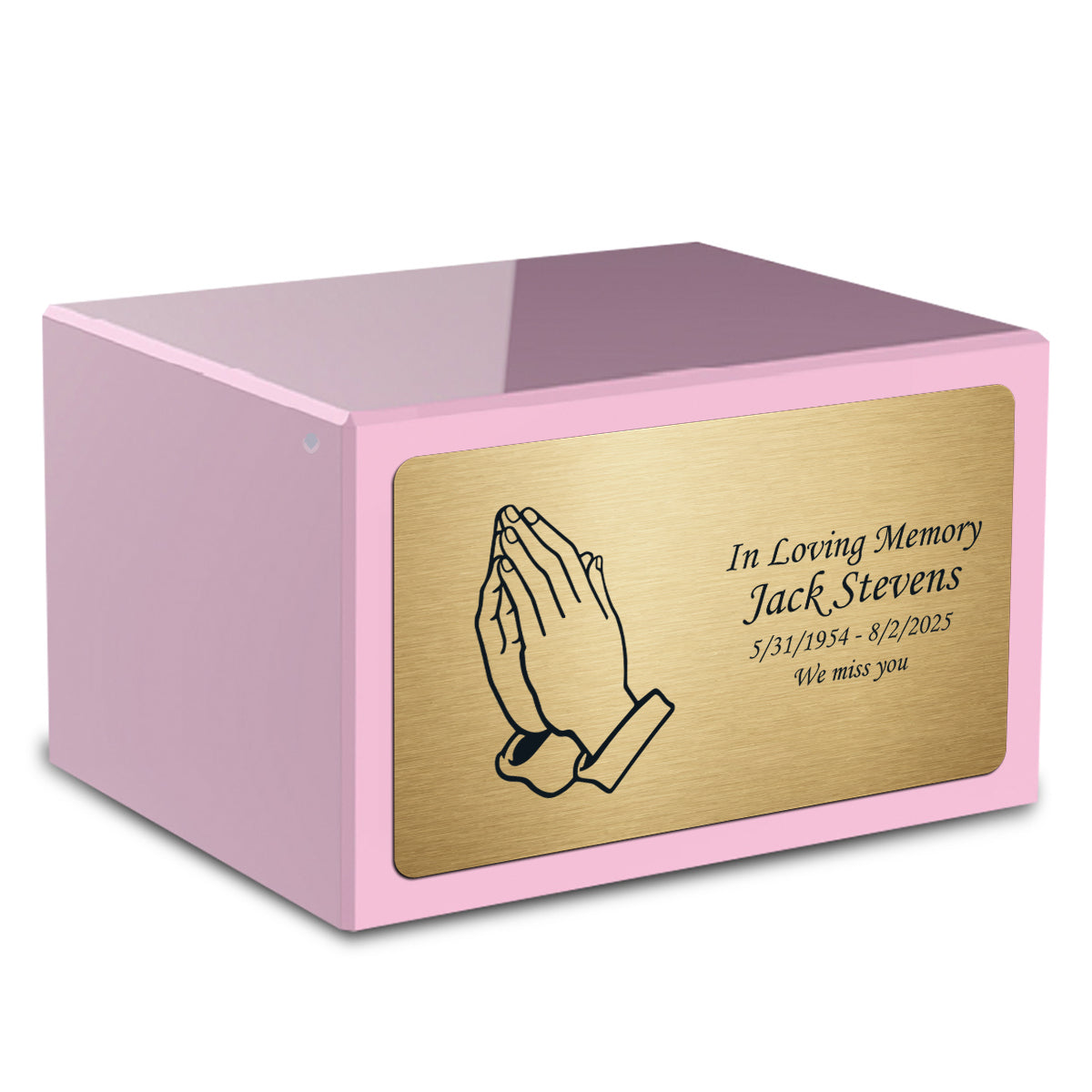 Custom Engraved Heritage Light Pink Adult Cremation Urn Memorial Box for Ashes