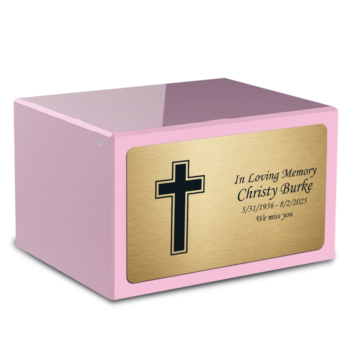 Custom Engraved Heritage Light Pink Adult Cremation Urn Memorial Box for Ashes