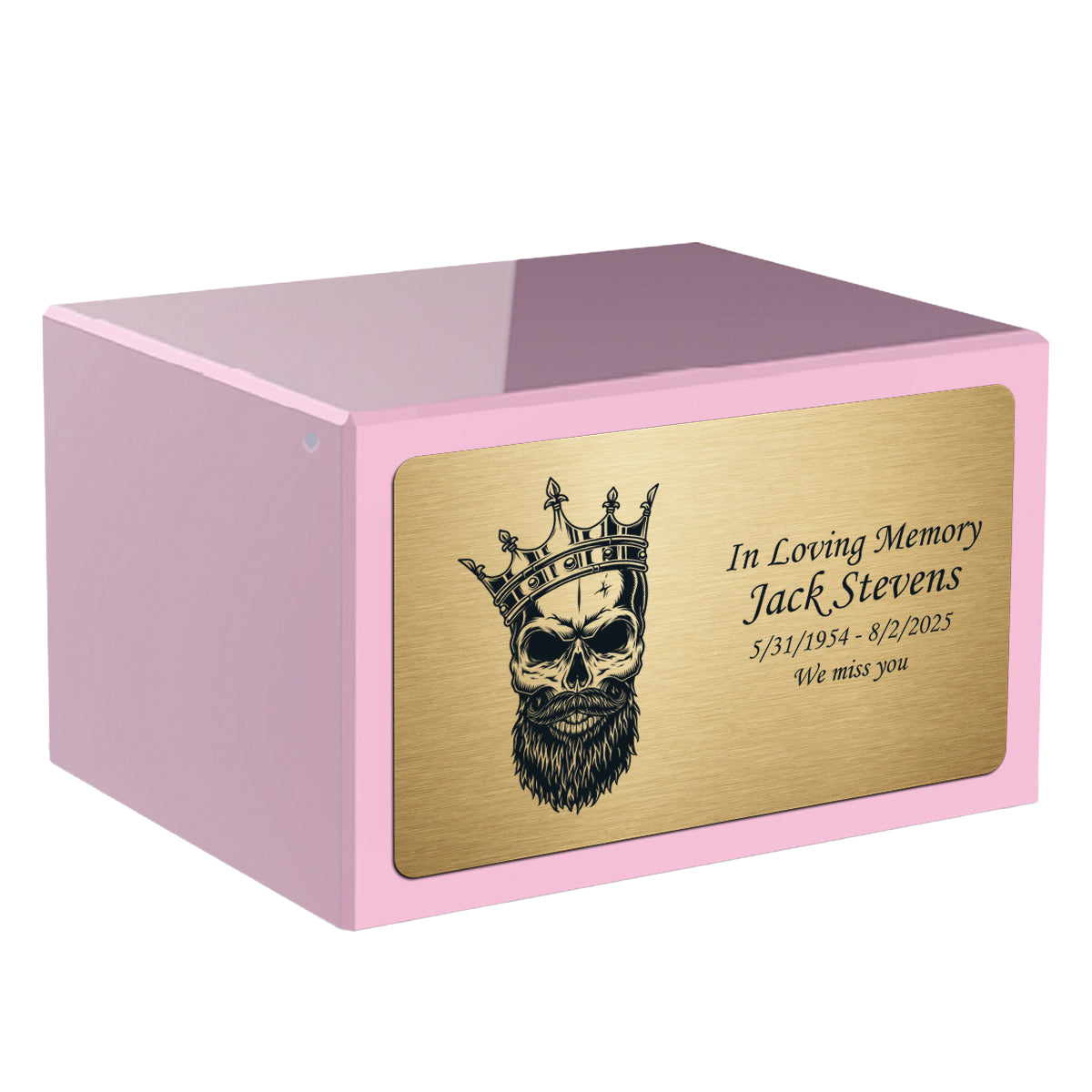 Custom Engraved Heritage Light Pink Adult Cremation Urn Memorial Box for Ashes