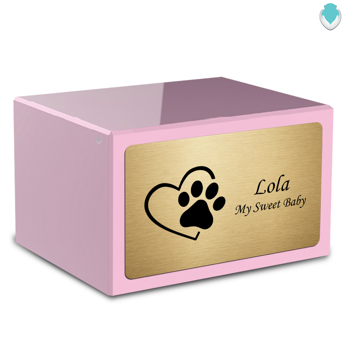 Heritage Light Pink Single Paw Heart Large Pet Cremation Box Urn
