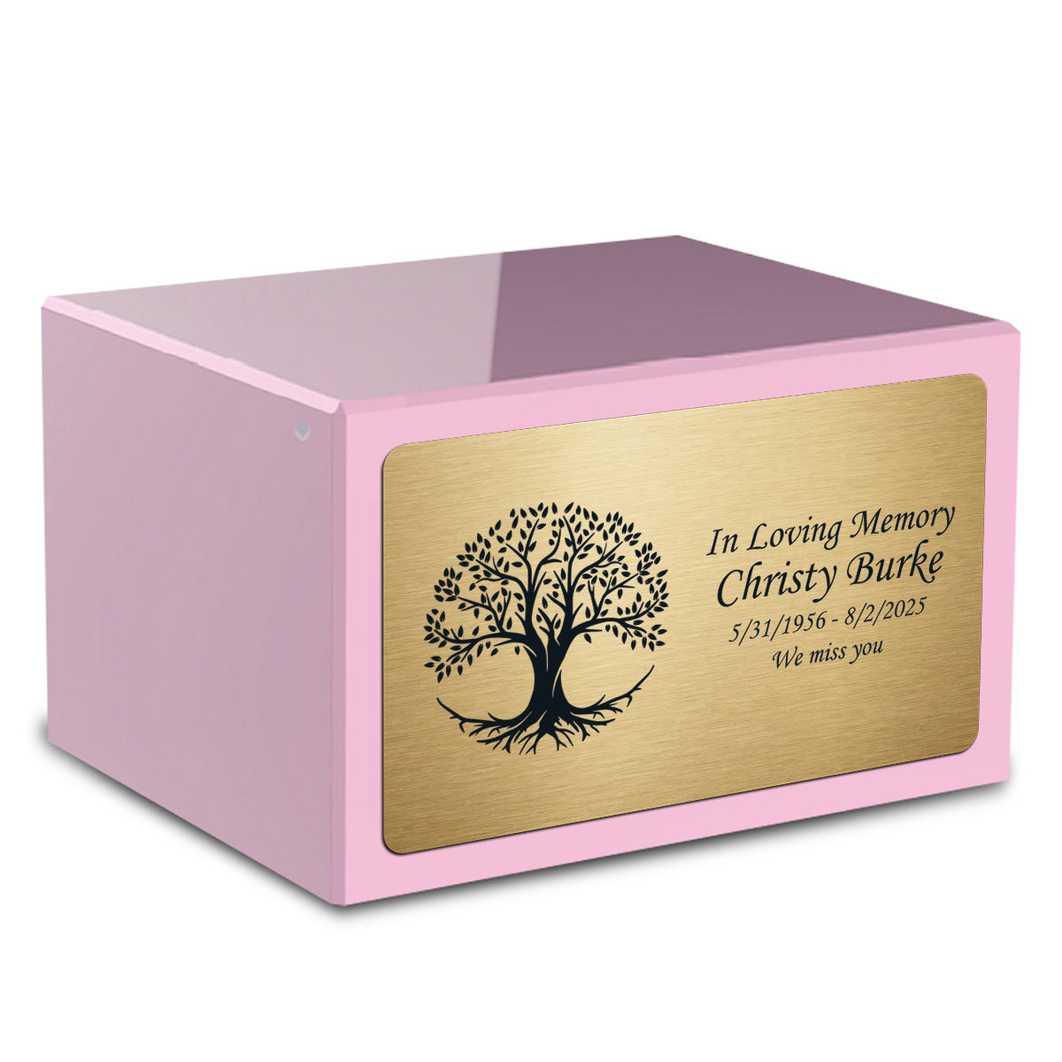 Custom Engraved Heritage Light Pink Adult Cremation Urn Memorial Box for Ashes