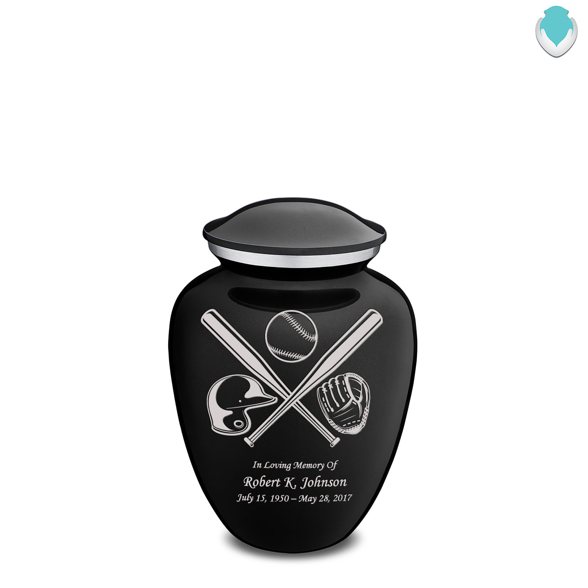 Medium Embrace Black Baseball Cremation Urn