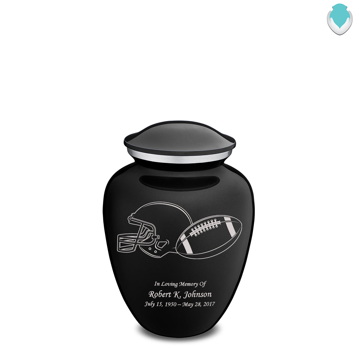 Medium Embrace Black Football Cremation Urn