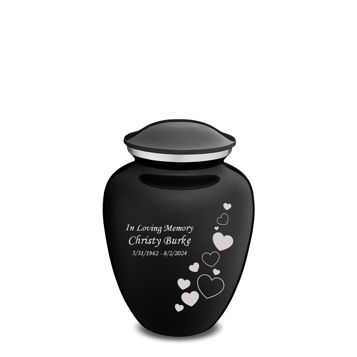 Medium Embrace Black Floating Heart Cremation Urn