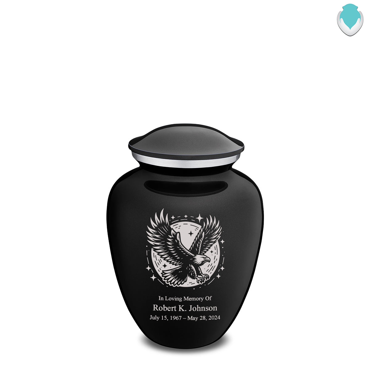 Medium Embrace Black Flying Eagle Cremation Urn