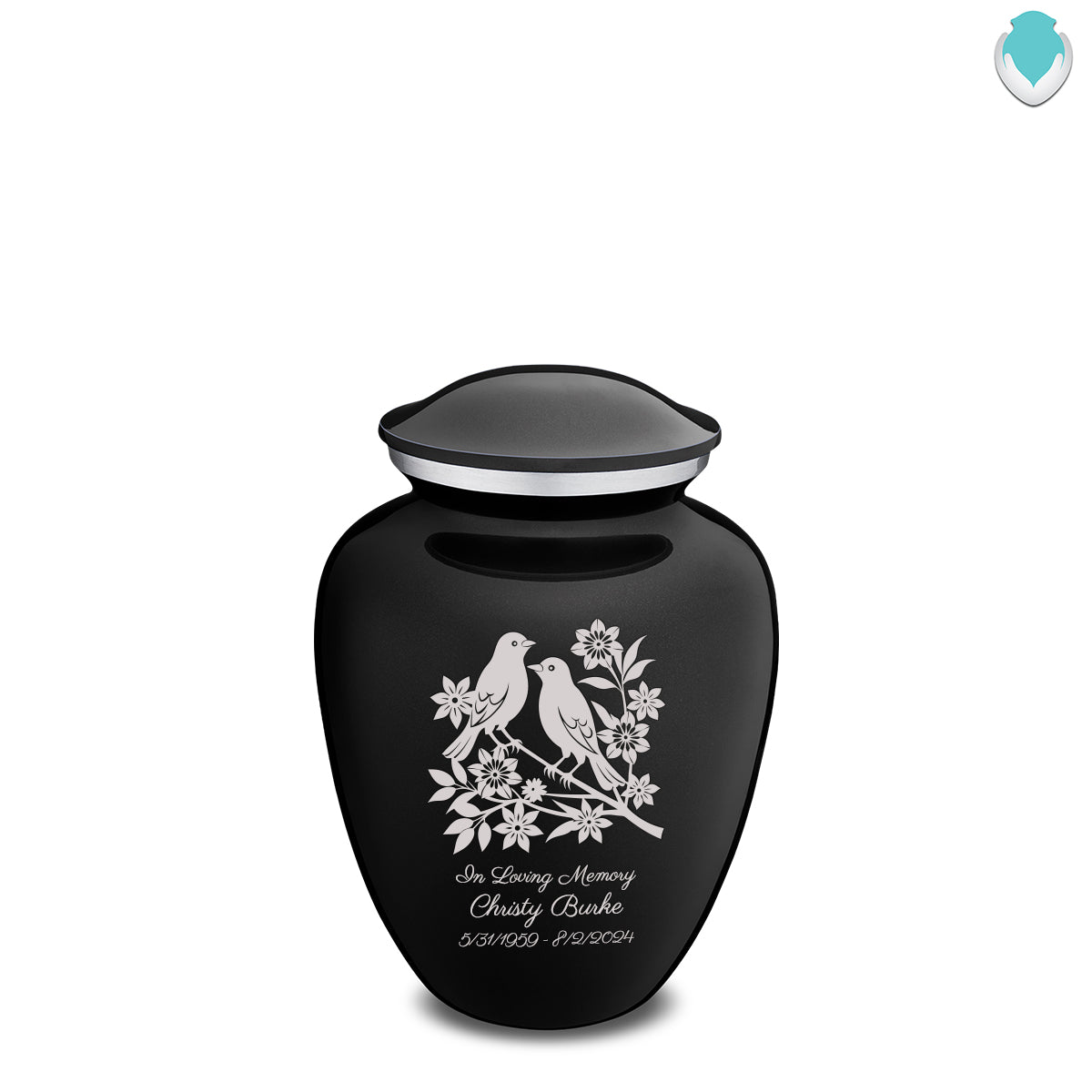 Medium Embrace Black Songbirds Cremation Urn