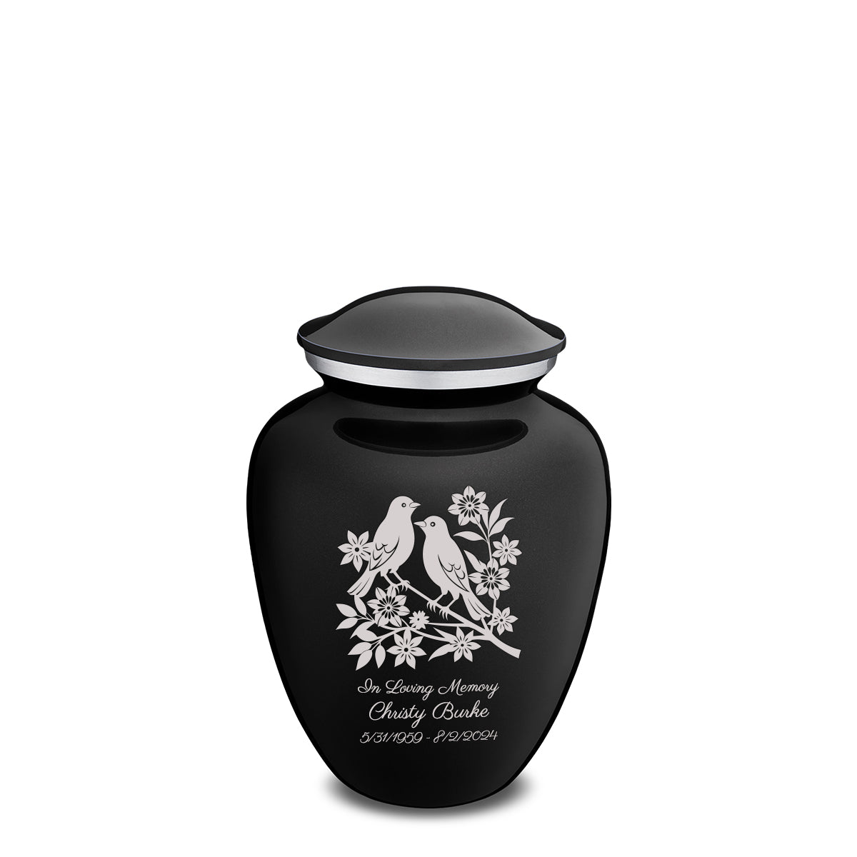 Medium Embrace Black Songbirds Cremation Urn