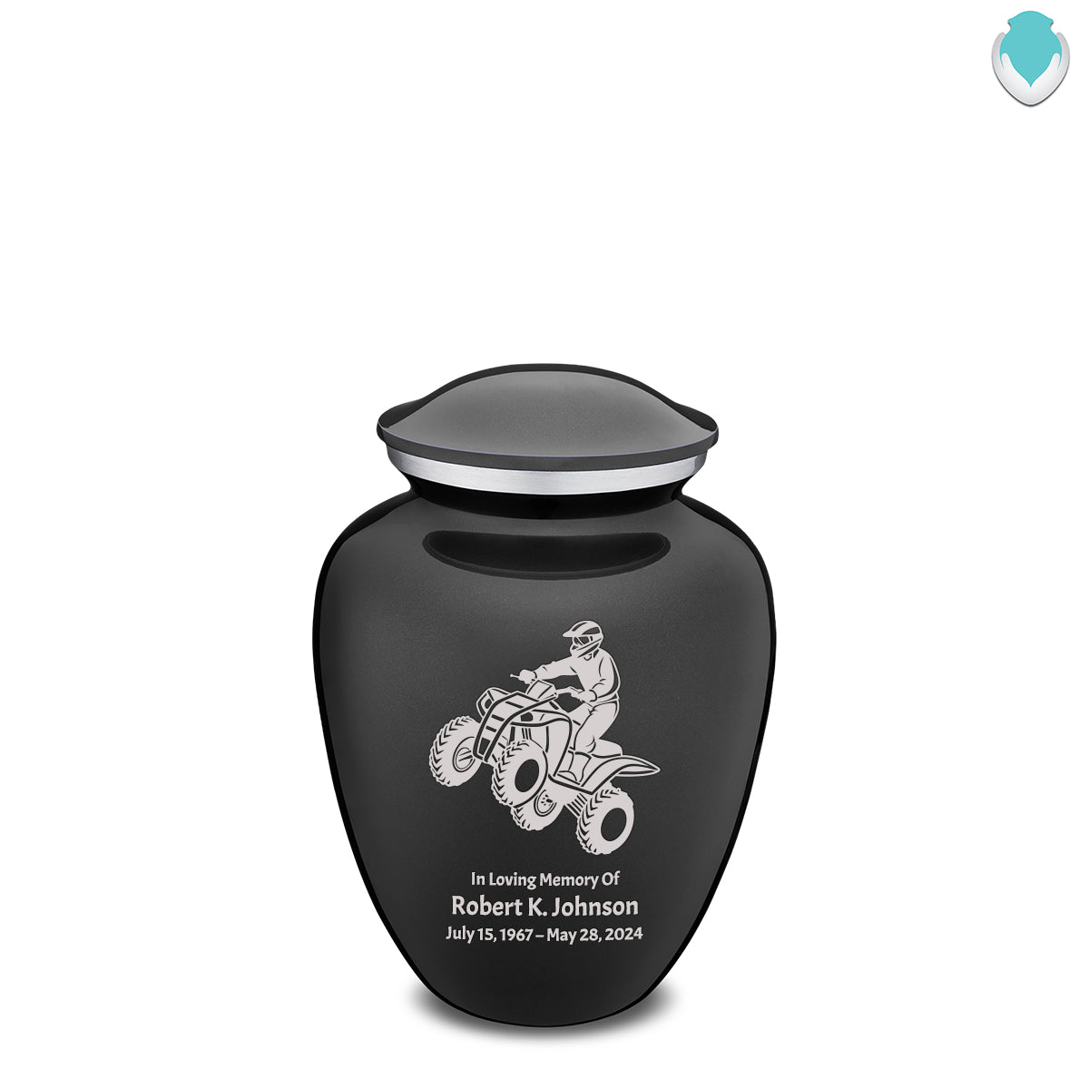 Medium Embrace Charcoal Black ATV Cremation Urn