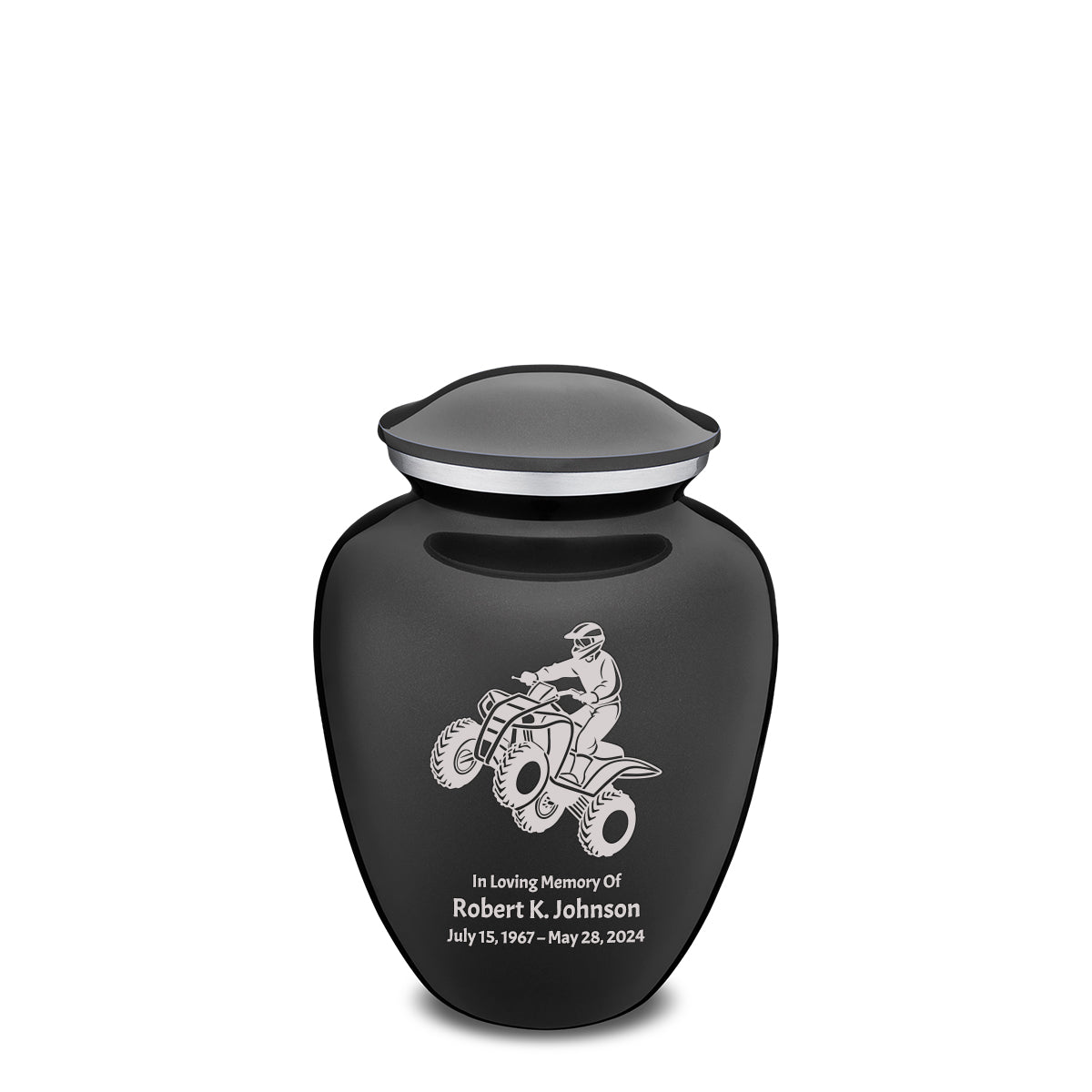 Medium Embrace Charcoal Black ATV Cremation Urn